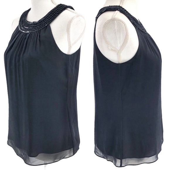 Vineyard Vines Womens Size 0 100% Silk Blouse Sleeveless Embellished Halter - Picture 5 of 7
